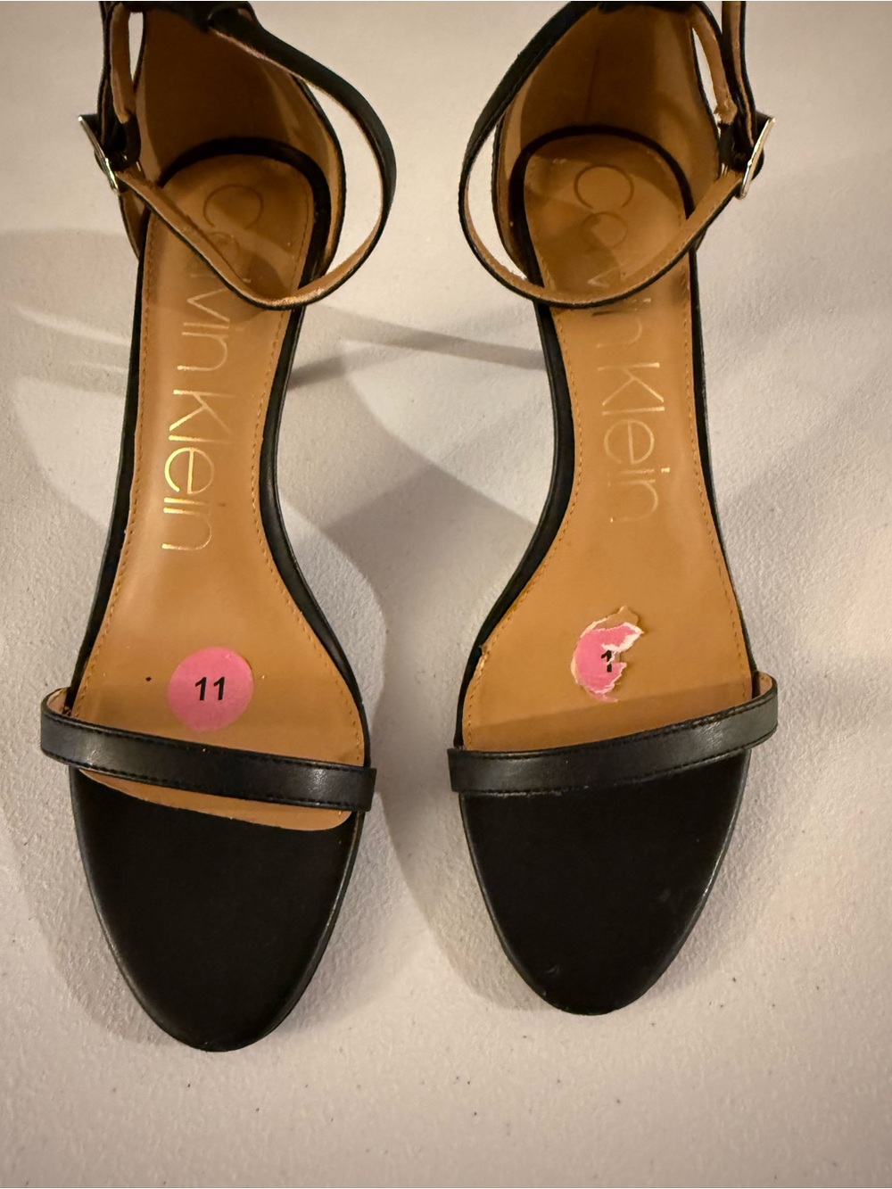 Calvin Klein Black Open-Toe Ankle-Strap Heels